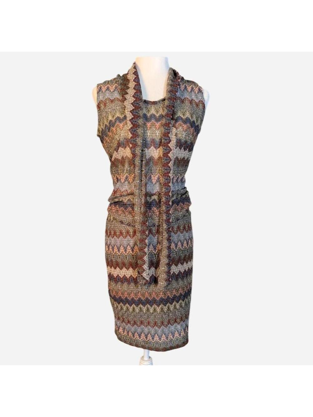 Vintage 00s Y2K Melissa Paige Metallic Knit Chevron Two-Piece Set